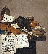 Anthonie Leemans Still life with a copy of De Waere Mercurius, a broadsheet with the news of Tromp's victory over three English ships on 28 June 1639, and a poem telli oil painting